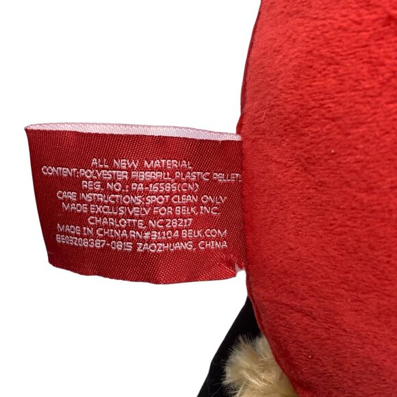 BELKIE Joyland Teddy Bear 2018 Plush Overalls Santa Hat Red Belk Holiday 17" - Picture 5 of 6